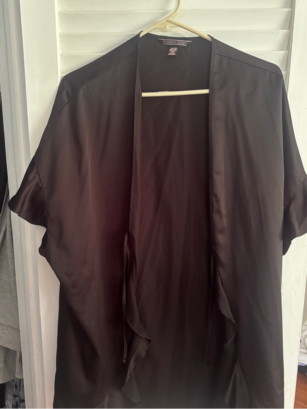 Victoria's Secret Black Satin Kimono-Style Jacket